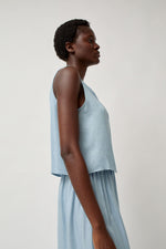 Vladimir Karaleev Basic Tank in Light Blue Tencel