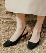 WILLAMINA SLINGBACK -- BLACK SUEDE