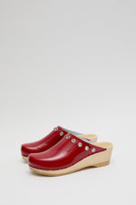 No.6 Bella Clog on Mid Wedge in Red Patent with Eyelets