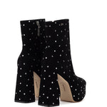 Dolly Boot In Black Suede and Silver Stars