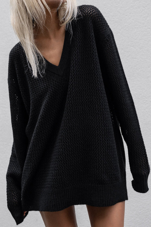 NINA CROCHET V-NECK SWEATER