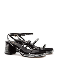 Gio Crystal Sandal In Black Suede