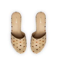 Miso Platform Sandal In Natural Raffia and Polka Dot Emboridery