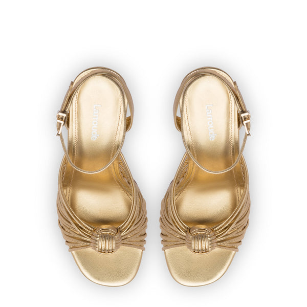 Valerie Platform Sandal In Gold Metallic Leather