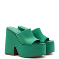 Wanda Platform Mule In Green Satin